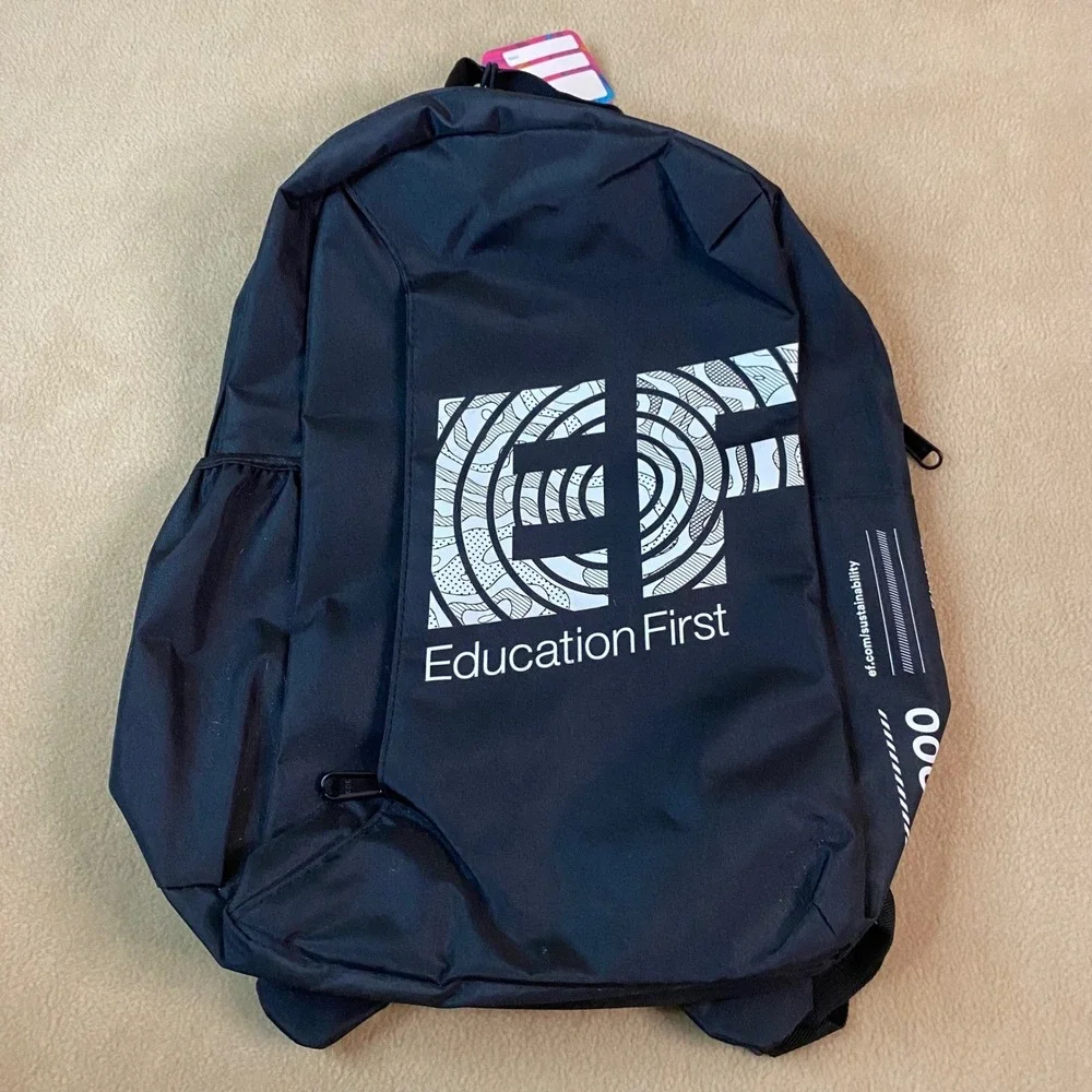 Education First Backpack Lightweight Travel Teacher School Bag EF Logo Black New